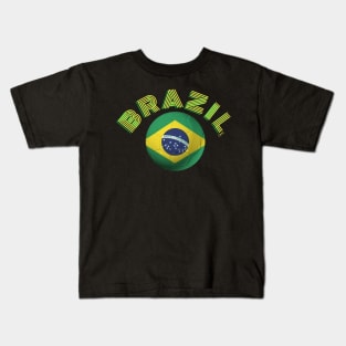 Brazil Futbol soccer ball flag Kids T-Shirt